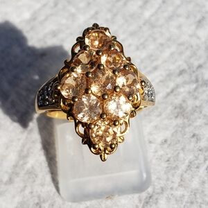 Genuine Ceylon Imperial Garnet  Ring in Vermeil Yellow Gold over Sterling Silver